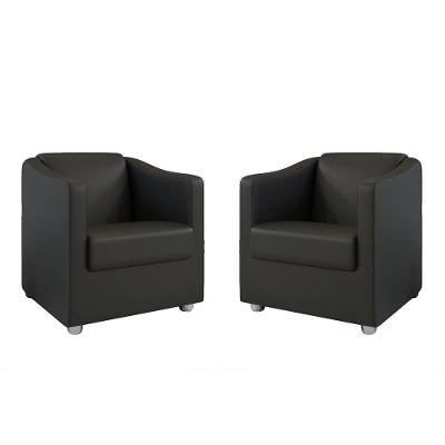 Kit 2 Poltronas Decorativa Bia Material Sintético Preto Dal Poz Estofados