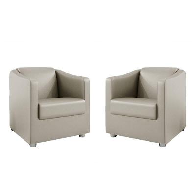 Kit 2 Poltronas Decorativa Bia Material Sintético Bege Dal Poz Estofados