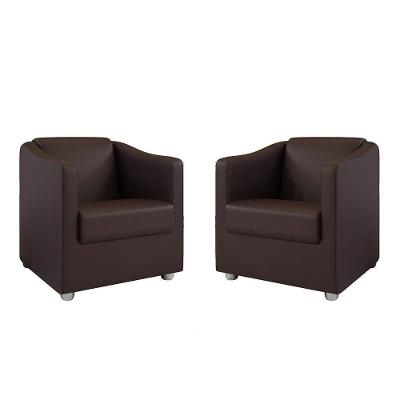 Kit 2 Poltronas Decorativa Bia Material Sintético Marrom Dal Poz Estofados