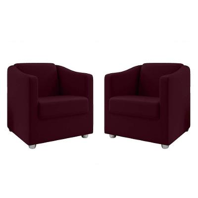 Kit 2 Poltronas Decorativa Bia Suede Marsala Dal Poz Estofados