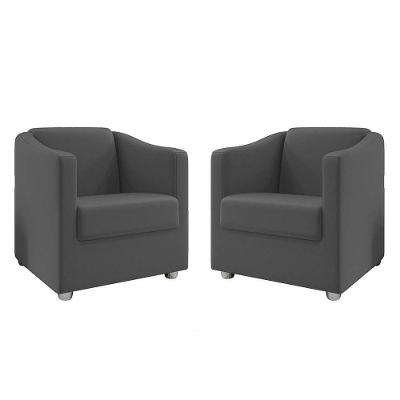 Kit 2 Poltronas Decorativa Bia Suede Cinza Dal Poz Estofados