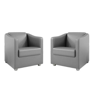 Kit 2 Poltronas Decorativa Bia Material Sintético Cinza Dal Poz Estofados