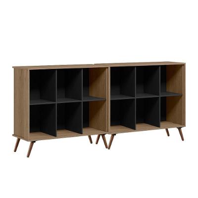 Nicho Organizador Retro Carvalho Rústico/Preto Fosco Kit 2