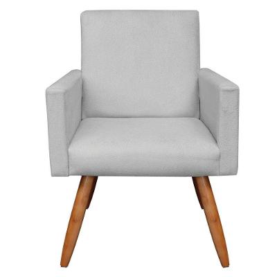 Poltrona Larissa Suede Cinza Pés Palito Castanho