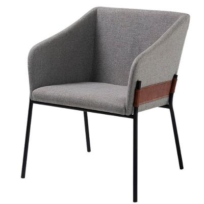 Poltrona Jobim Daf Móveis Concha Em Mdf Linho Cinza Detalhe Lateral Courissimo Preto Base Aço Preto