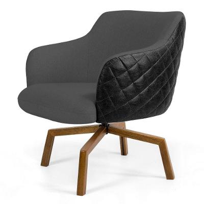 Poltrona Jade Ka C416 Corano Tressê Linho Cinza Escuro