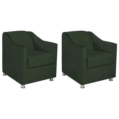 Kit 02 Poltronas Decorativas Catar Suede - Amarena Móveis Cor Verde