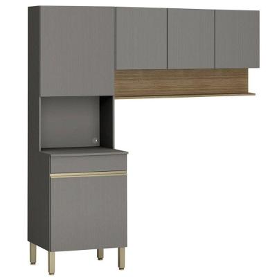 Armário De Cozinha 150cm Com Paneleiro Lina K02 Gris/freijó - Mpozenato