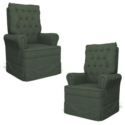 Kit 02 Poltronas De Amamentação E Descanso Com Balanço Laís G05 Linho Verde - Mpozenato