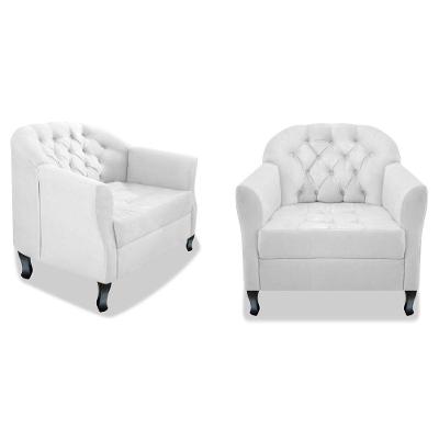 Kit 02 Poltrona Julia A02 Suede - Adj Decor Cor Branco