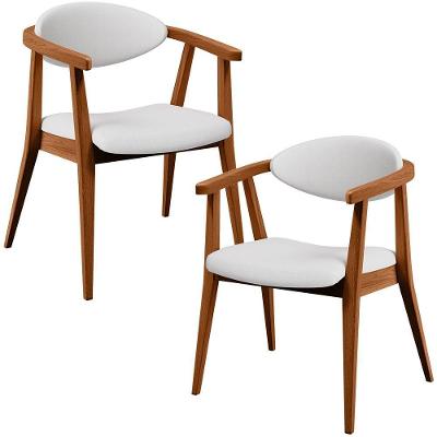 Kit 02 Poltronas Decorativas Para Sala De Estar Jantar Cecília B04 Facto Branco - Lyam Decor
