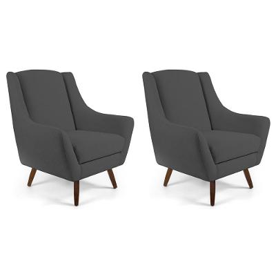Kit 02 Poltronas Juliet D02 Veludo Cinza C-317