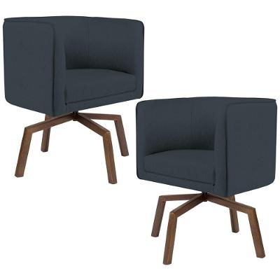 Kit 02 Poltronas Giratória Base Ka Betina D02 Chumbo D-465