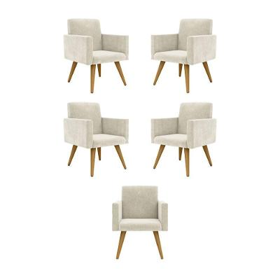 Kit 05 Poltronas Nina Decorativa Para Recepção Balaqui Decor Cor: Bege
