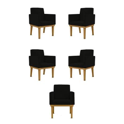 Kit 05 Poltronas Decorativa Reforçada Balaqui Decor Cor:preto