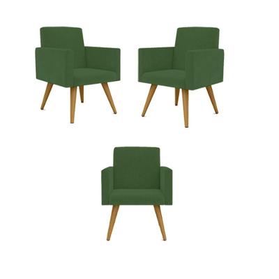 Kit 03 Poltronas Nina Decorativa Para Recepção Cor Verde Cor:verde