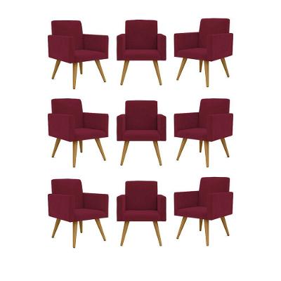 Kit 09 Poltronas Nina Decorativa Para Recepção Balaqui Decor Cor:marsala