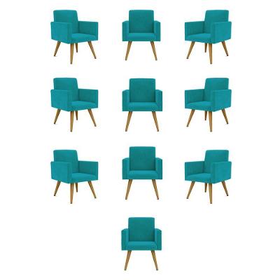 Kit 10 Poltronas Decorativa Sala balaqui Decor Azul-turquesa