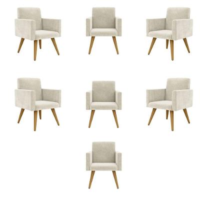 Kit 07 Poltronas Nina Decorativa Para Recepção Balaqui Decor Cor:bege