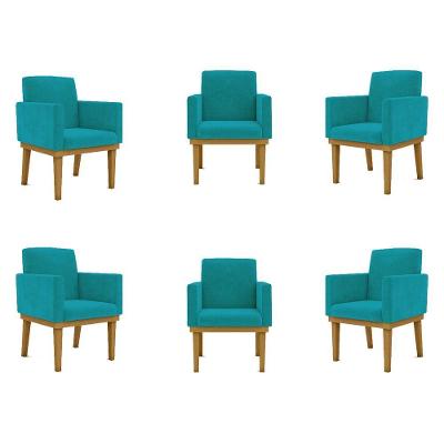 Kit 06 Poltronas Decorativa Reforçada Balaqui Decor Cor:azul Turquesa