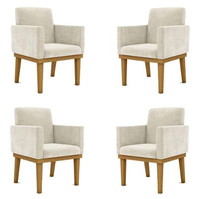 Kit 4 Poltronas Cadeira Reforçada - Escritório Recepção Bege Cor:bege