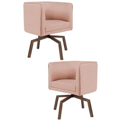 2 Poltronas Ka Madeira Betina C105 Linho Rosê