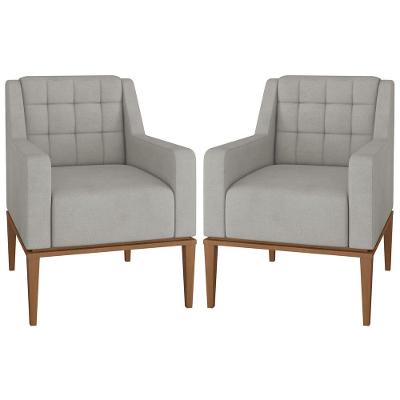 2 Poltronas Decorativas Sala de Estar Madonna Suede Cinza