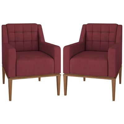 2 Poltronas Decorativas Sala de Estar Madonna Suede Bordô