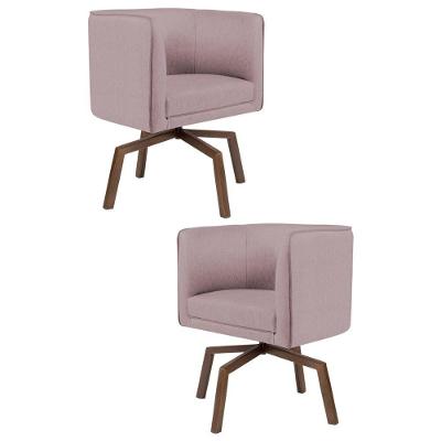 2 Poltronas Ka Madeira Betina B305 Veludo Rosê