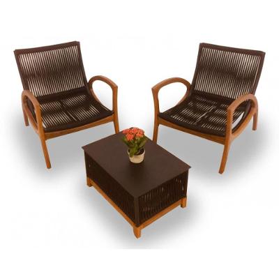 Conjunto de Poltronas Fibra Sintética e 1 Mesa Centro