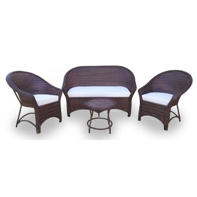 Conjunto de Sofá Fibra e 2 Poltronas e 1 Mesa Centro