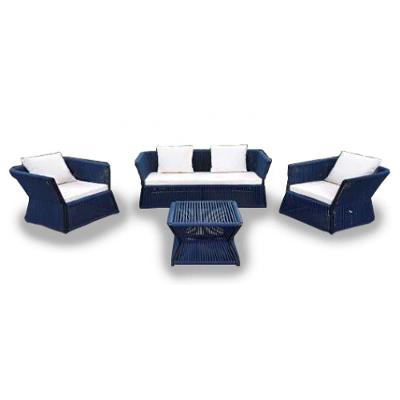Conjunto em Corda Náutica Quadrado Sofá e 2 Poltronas e Mesa
