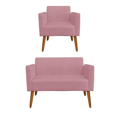 Kit 01 Namoradeira E 01 Poltrona Castanho Rose