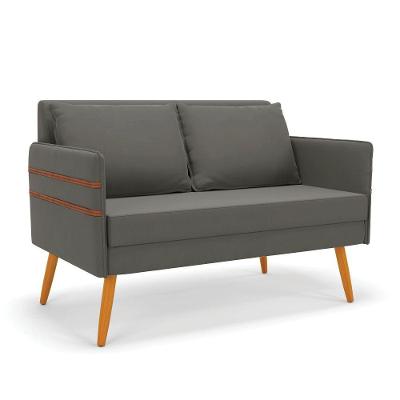 Namoradeira 02 Lugares Mari Suede Grafite Castanho