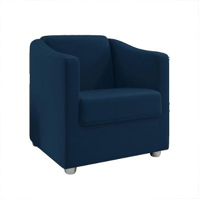 Poltrona Decorativa Ana Suede Azul Marinho Pés Cromado