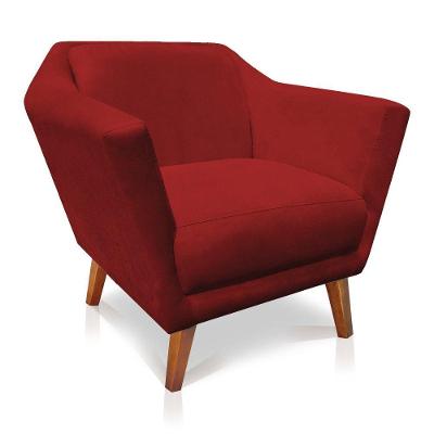 Poltrona Decorativa Pérsia Suede Pés Chanfrado Castanho - Pallazio Cor Vermelho