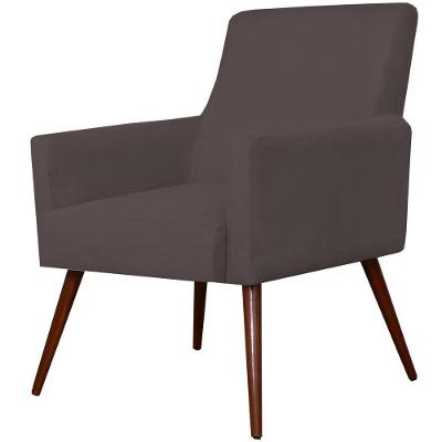Poltrona Maria Pés Palito Suede Marrom