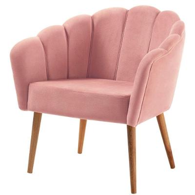 Poltrona Petala Slim Daf Móveis Em Madeira Eucalipto Espuma D28 Veludo Rosa Base Madeira Tauari