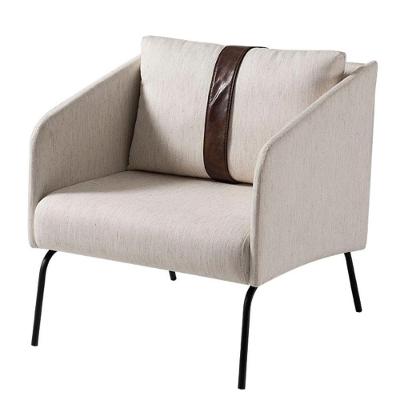Poltrona Presley Daf Móveis Madeira Eucalipto Espuma D28 Linho Bege Base Tubular Aço Carbono Preto
