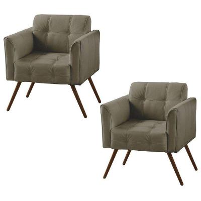 Kit 02 Poltronas Decorativa Bia Couro Fendi
