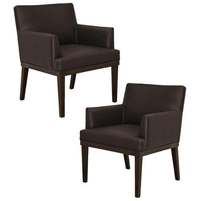Kit 02 Poltronas Decorativas Vitória Corano Marrom