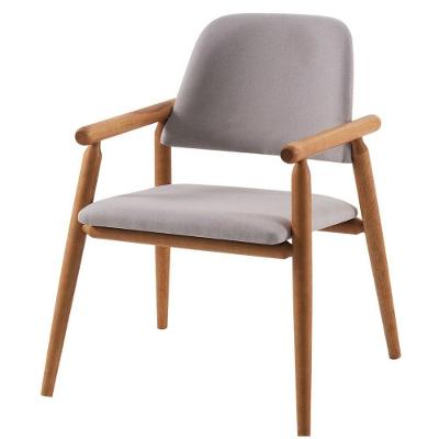 Poltrona Zanine Daf Móveis Assento E Encosto Mdf C/ Espuma D28 Linho Cinza Claro Base Madeira Tauari