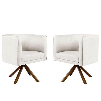 Kit 02 Poltronas Giratória Nix Linho Creme Gran Belo