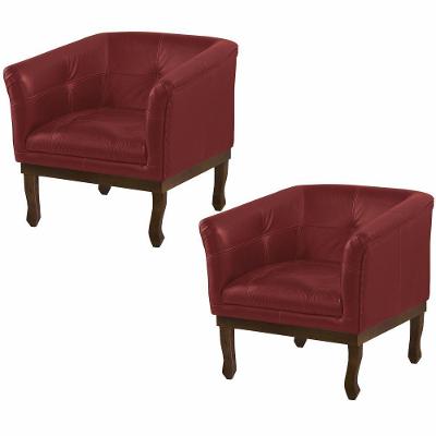Kit 2 Poltronas Decorativa Noah Couro Vermelho