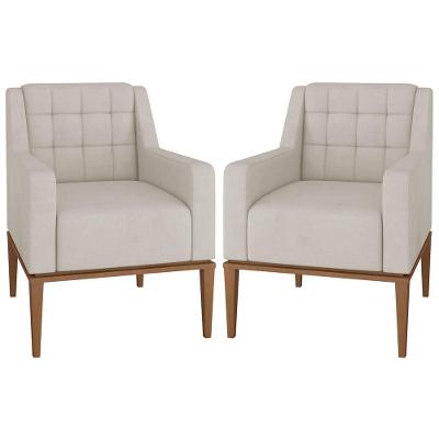 Kit 2 Poltronas Decorativas Sala de Estar Madonna Suede Bege