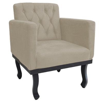 Kit 2 Poltronas Classic Pés Luís Xv Suede Bege Adj Decor