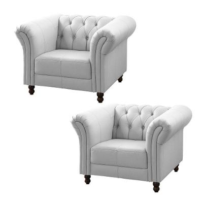 Kit 2 Poltronas Decorativa Bérgamo Couro Branco