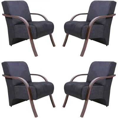 Kit 4 Poltronas Decorativas 1 Lugar Santa Rita Suede Grafite
