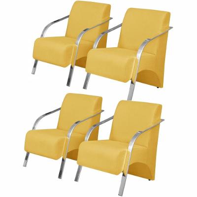 Kit 4 Poltronas 1 Lugar Vênus Pé Alumínio Amarelo.
