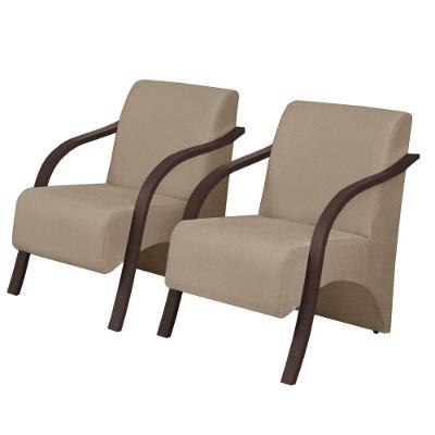 Kit 2 Poltronas Vênus 1 Lugar Pé Madeira Cappuccino.